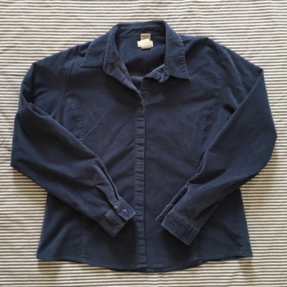 LL Bean Women’s Blue Corduroy Button Down Large